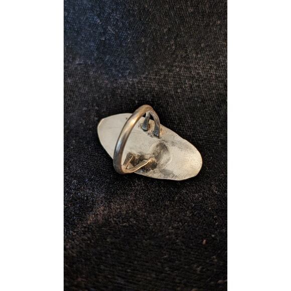 Vintage Navajo Elongated Turquoise Ring Size 6.5 Native American - Picture 4 of 10